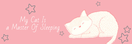 Cute Cat Sleeping in Pink Twitter Design Template