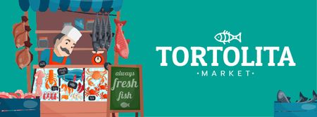 Template di design Fish Shop Showcase with Smiling Seller Facebook Video cover