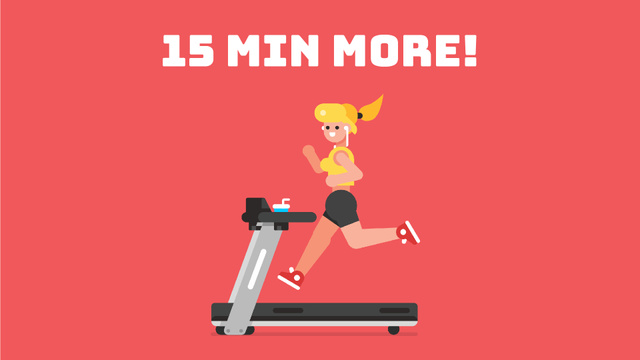 Girl Running on Treadmill in Red Full HD video Πρότυπο σχεδίασης