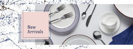 Porcelain plates and cutlery Sale Facebook cover Design Template