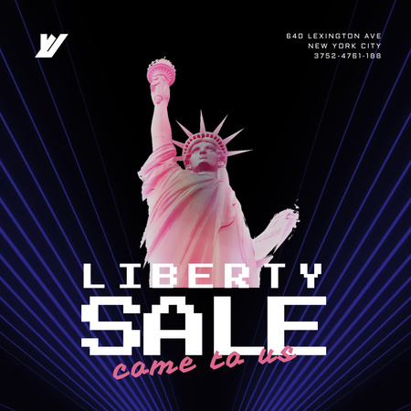 Platilla de diseño Independence Day Liberty Statue in Pink Animated Post
