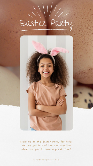 Designvorlage Easter Girl in Bunny Ears für Instagram Video Story