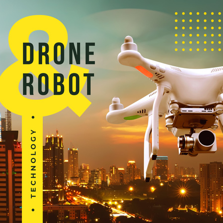 dron letící na obloze Instagram Šablona návrhu