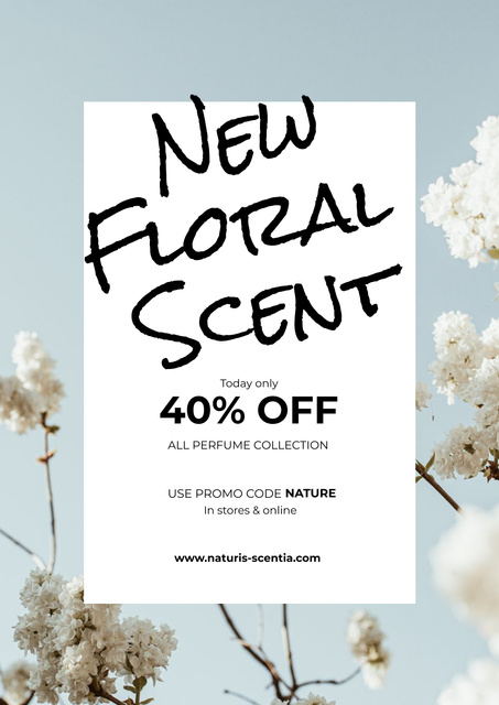 Platilla de diseño Perfume Offer with Flowers Poster
