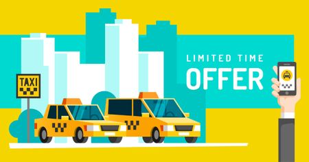 Man calling taxi by phone Facebook AD Design Template