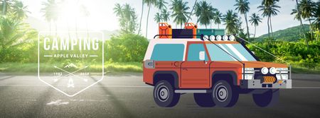 Szablon projektu Four-wheel drive car in tropical forest Facebook Video cover