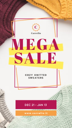 Designvorlage Special Sale with Colorful Sweaters für Instagram Video Story