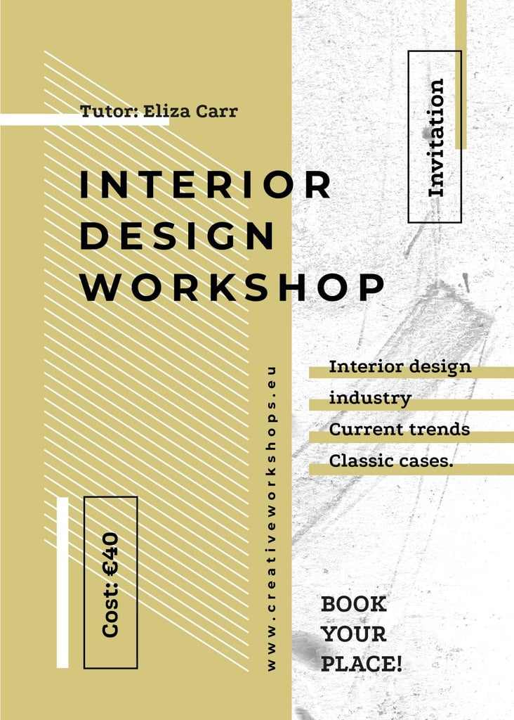 Design Workshop ad on geometric pattern Invitation Design Template