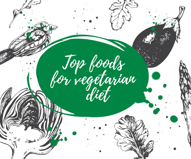 Vegetarian Food Vegetables Sketches Medium Rectangle Design Template