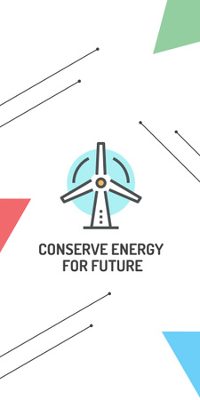 Conserve Energy Wind Turbine Icon Graphic tervezősablon