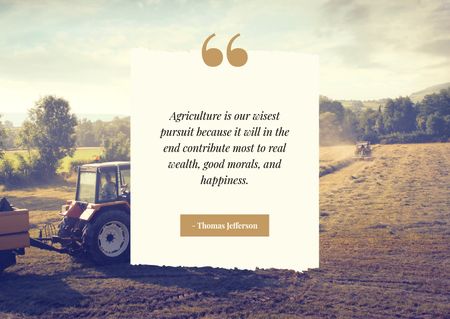 Tractor working in field and Quote Postcard Design Template