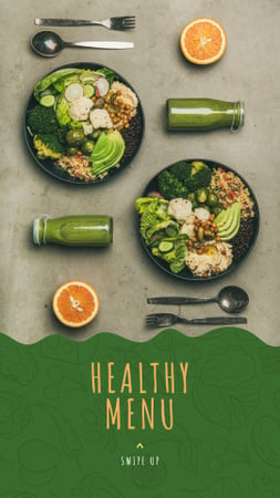 Healthy Food Offer with Vegetable Bowls Instagram Story Modelo de Design
