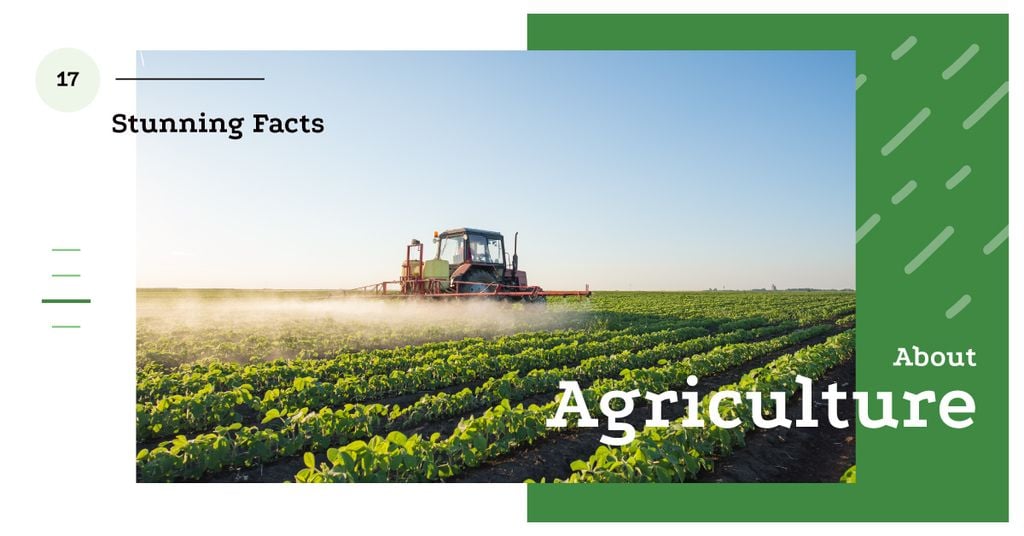 Agriculture Facts Tractor Working in Field Facebook AD Design Template