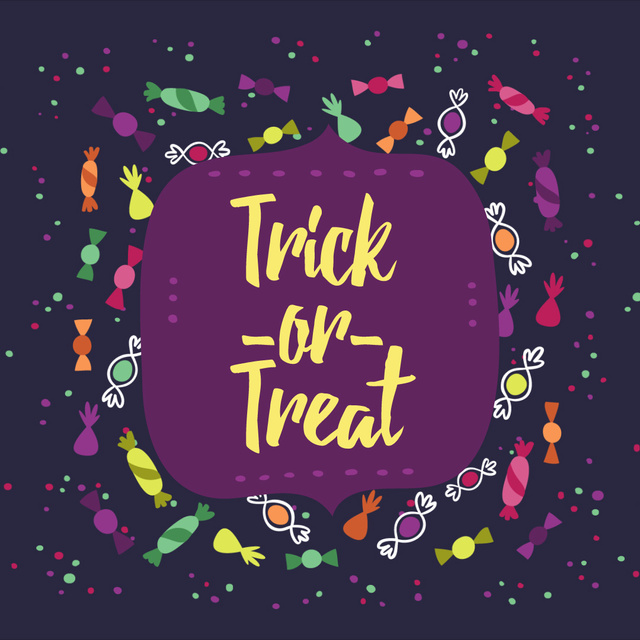 Ontwerpsjabloon van Animated Post van Halloween frame with sweets