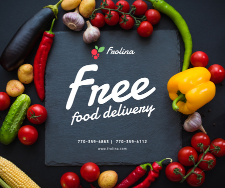 Designvorlage Food Delivery Service in vegetables frame für Facebook