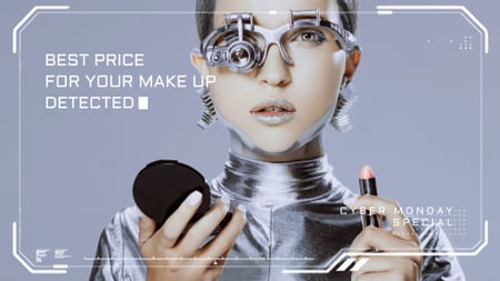 Plantilla de diseño de Cyber Monday Sale Woman Robot with Lipstick Full HD video 