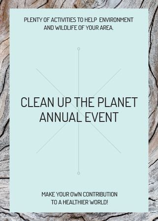 Ecological event announcement on wooden background Invitation Design Template