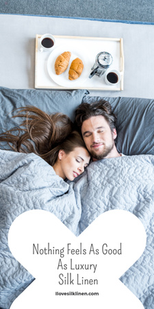 Designvorlage Bed Linen ad with Couple sleeping in bed für Graphic