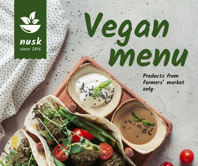 Ontwerpsjabloon van Facebook van Restaurant menu offer with vegan dish