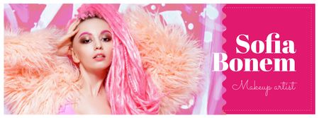 Plantilla de diseño de Young bright woman with Pink Hair Facebook cover 