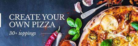 Modèle de visuel Delicious pizza with ingredients - Email header