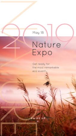 Natural Expo Annoucement with Foggy morning field Instagram Story – шаблон для дизайна