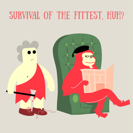 Platilla de diseño Reading Ape and Caveman in Library Animated Post