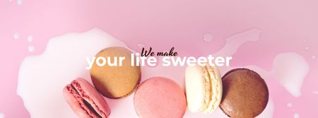 Bakery ad with Macaron cookies Facebook cover Modelo de Design