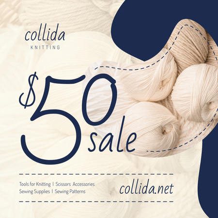 Plantilla de diseño de Impresionante oferta de venta de equipos de tejido con ovillos de lana Instagram 