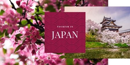 Japonská budova a sakura Twitter Šablona návrhu