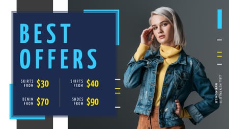 Store Offer Stylish Woman in Warm Clothes Full HD video Design Template