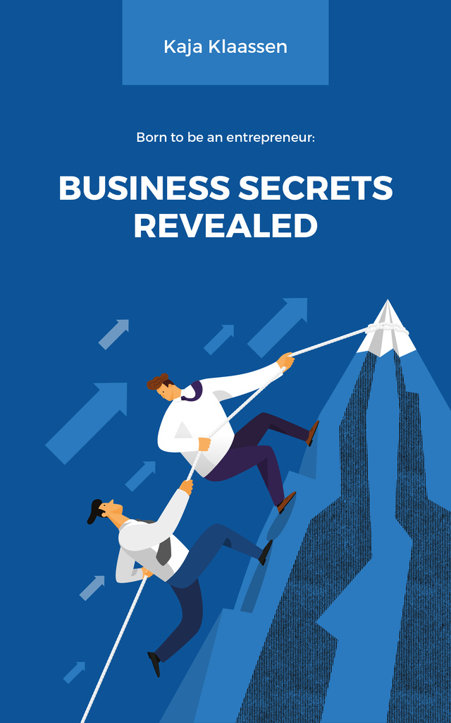 Businessmen Climbing on Mountain in Blue Book Cover Modelo de Design