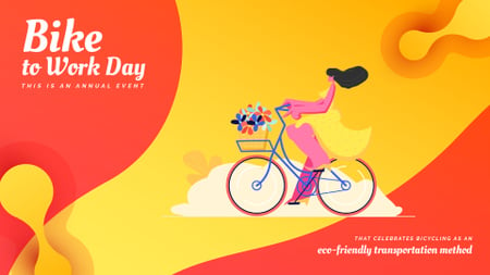 Template di design Girl riding bicycle with flowers Full HD video
