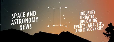 Night sky with Gemini constellation Facebook Video cover Šablona návrhu