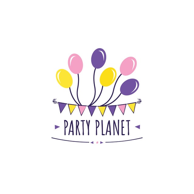 Party Organization Services with Colorful Balloons Logoデザインテンプレート