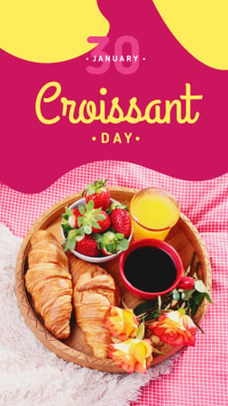 Fresh baked croissants on Croissant Day Instagram Story tervezősablon