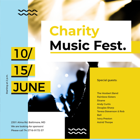 Modèle de visuel Charity Music Fest - Instagram