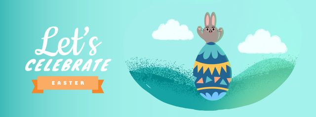 Cute Easter bunny with egg Facebook Video cover – шаблон для дизайна