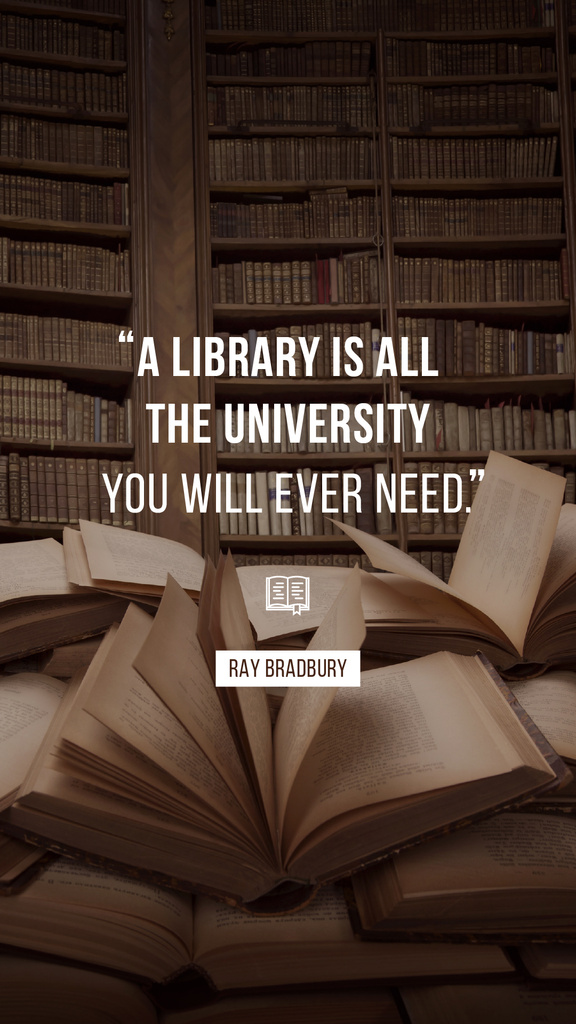 Plantilla de diseño de Quote about Library and education on Books Instagram Story 
