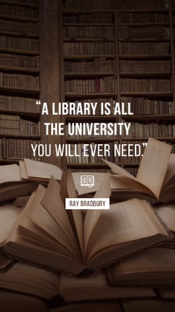Quote about Library and education on Books Instagram Story Design Template