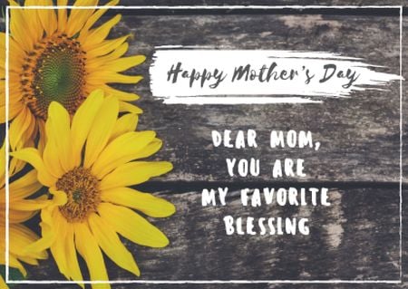 Happy Mother's Day Greeting with Sunflowers Postcard Šablona návrhu