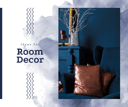 Plantilla de diseño de Cozy interior in blue colors Facebook 
