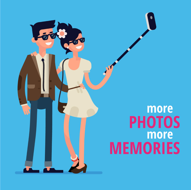 Template di design Smiling Couple taking selfie Animated Post