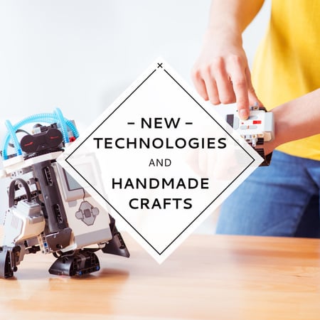 New technologies Ad with Man controlling Robot Instagram Šablona návrhu