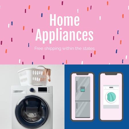 Designvorlage Online Shopping ad with Washing Machine für Instagram AD