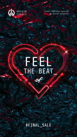 Plantilla de diseño de Anuncio de venta con corazón rojo brillante Instagram Video Story 