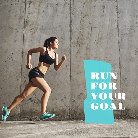 Platilla de diseño Fitness inspiration with Running Woman Instagram AD