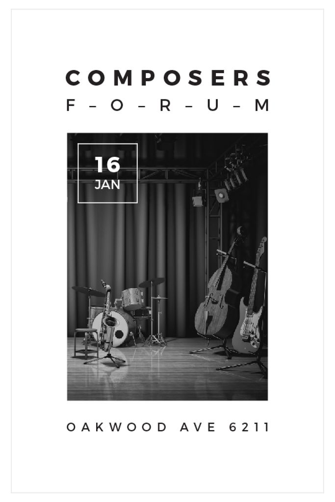 Composers Forum with Music Instruments on Stage Tumblr Design Template