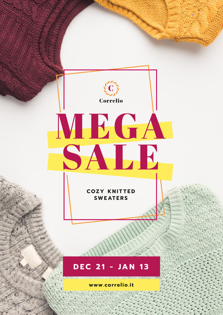 Modèle de visuel Warm Knitted Sweaters Sale - Poster