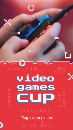Video Games Ad Hands Holding Gamepad Instagram Video Story Modelo de Design